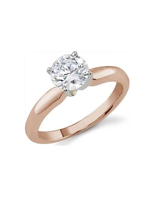 ANELLO SOLITARIO IN ORO ROSA 18 K CON DIAMANTE NATURALE CERTIFICATO DGC