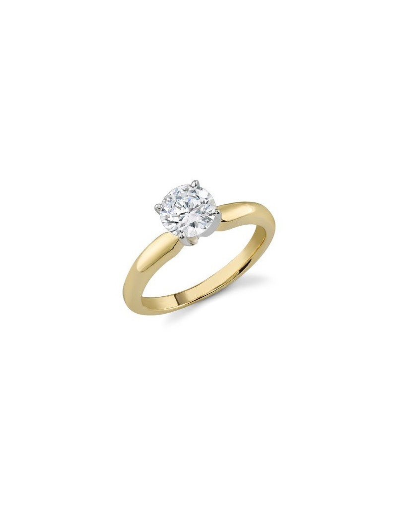 ANELLO SOLITARIO IN ORO GIALLO 18 K CON DIAMANTE NATURALE CERTIFICATO DGC