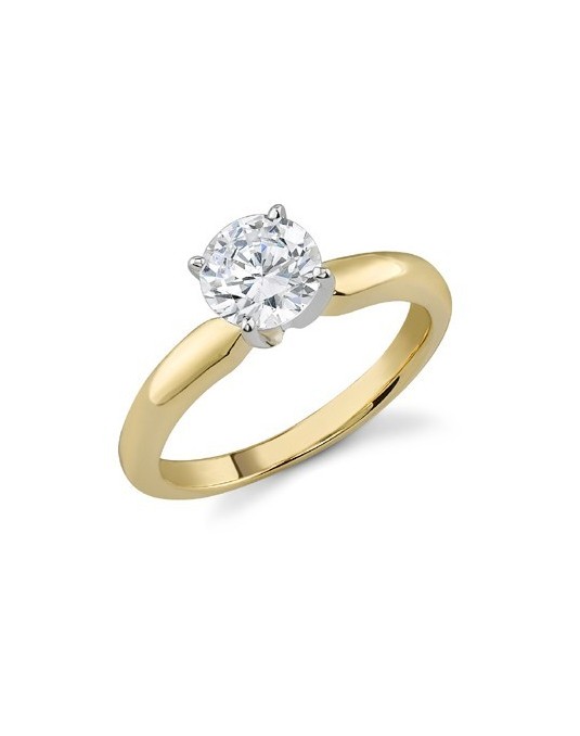 ANELLO SOLITARIO IN ORO GIALLO 18 K CON DIAMANTE NATURALE CERTIFICATO DGC