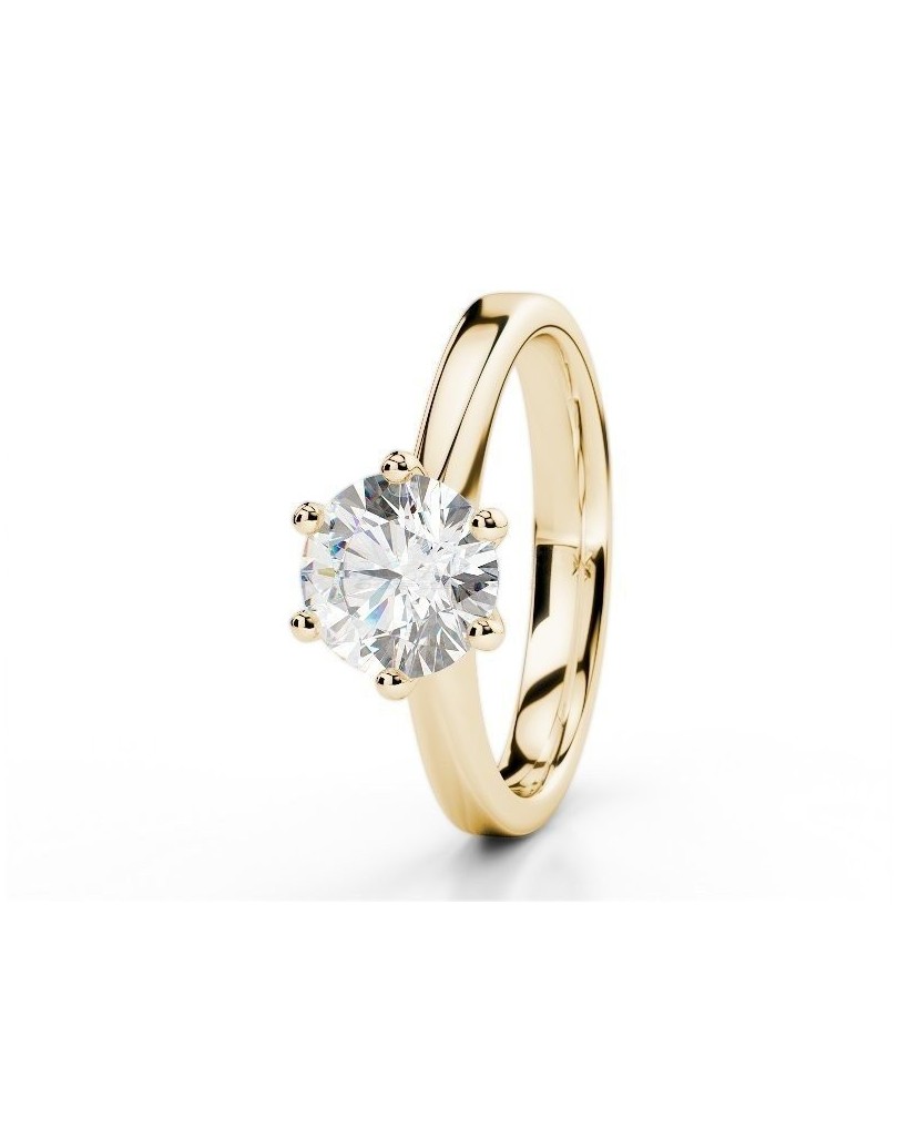 ANELLO SOLITARIO IN ORO GIALLO 18 K CON DIAMANTE NATURALE CERTIFICATO DGC