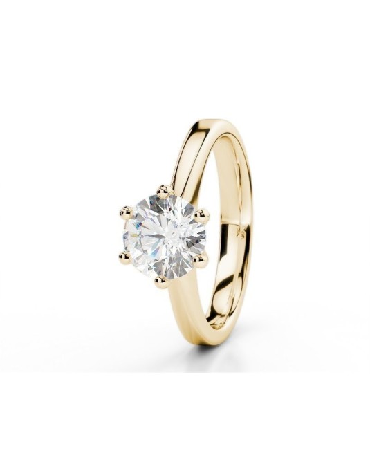 ANELLO SOLITARIO IN ORO GIALLO 18 K CON DIAMANTE NATURALE CERTIFICATO DGC