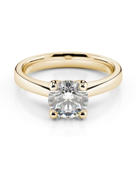 ANELLO SOLITARIO IN ORO GIALLO 18 K CON DIAMANTE NATURALE CERTIFICATO DGC