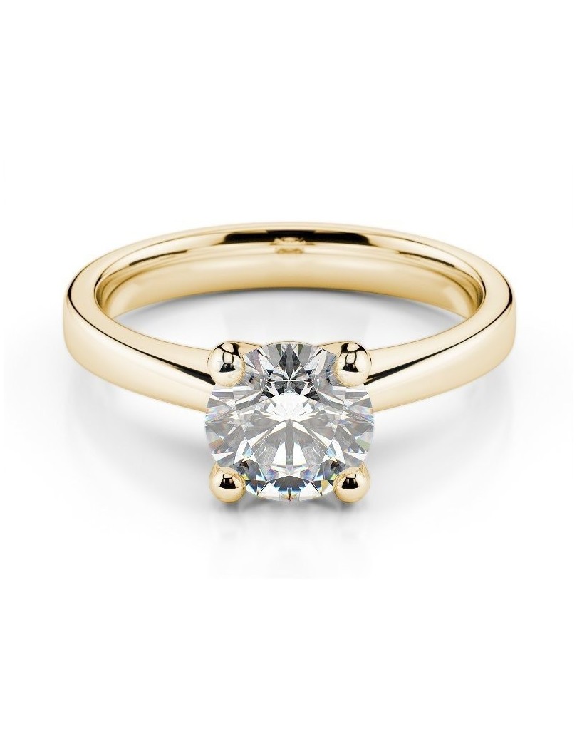 ANELLO SOLITARIO IN ORO GIALLO 18 K CON DIAMANTE NATURALE CERTIFICATO DGC