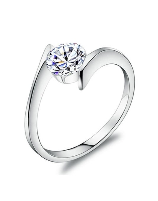 ANELLO SOLITARIO IN ORO BIANCO 18 K CON DIAMANTE NATURALE CERTIFICATO DGC