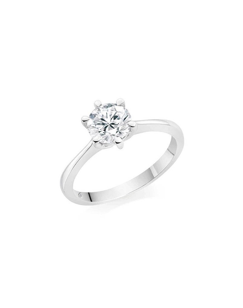 ANELLO SOLITARIO IN ORO BIANCO 18 K CON DIAMANTE NATURALE CERTIFICATO DGC