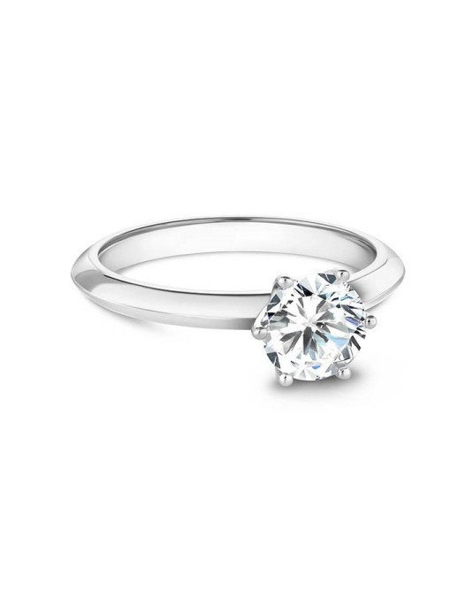 ANELLO SOLITARIO IN ORO BIANCO 18 K CON DIAMANTE NATURALE CERTIFICATO DGC