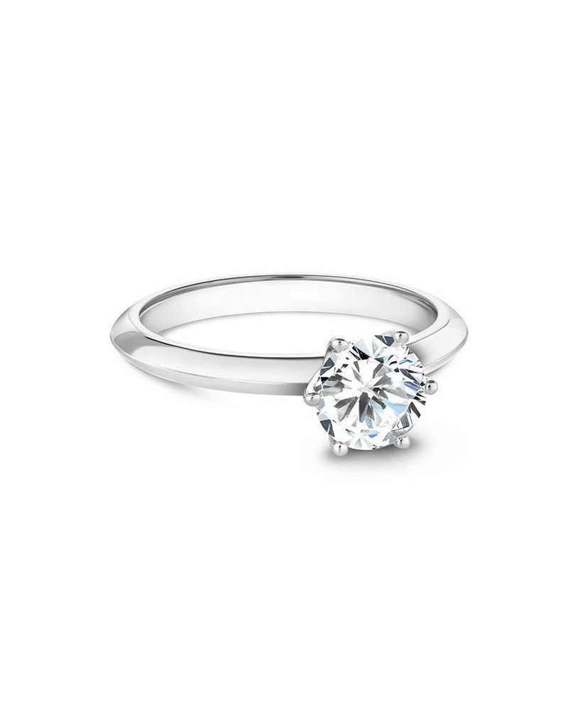 ANELLO SOLITARIO IN ORO BIANCO 18 K CON DIAMANTE NATURALE CERTIFICATO DGC