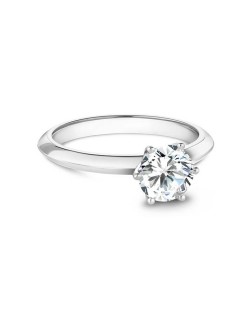 ANELLO SOLITARIO IN ORO BIANCO 18 K CON DIAMANTE NATURALE CERTIFICATO DGC