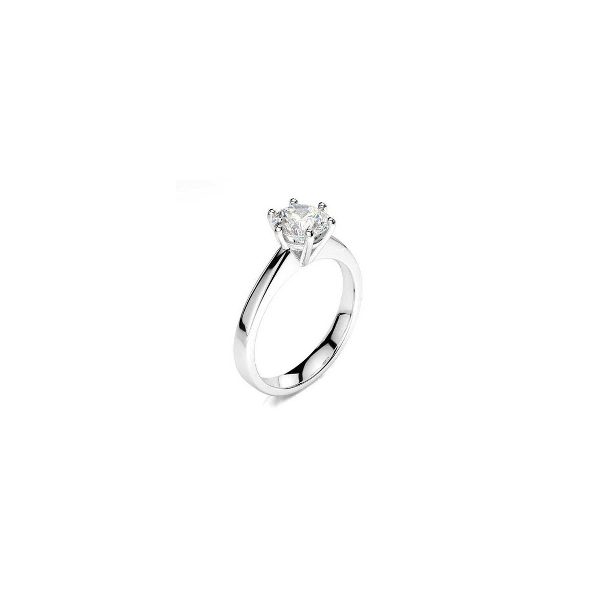 ANELLO SOLITARIO IN ORO BIANCO 18 K CON DIAMANTE NATURALE CERTIFICATO DGC