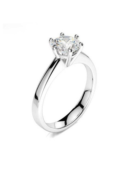 ANELLO SOLITARIO IN ORO BIANCO 18 K CON DIAMANTE NATURALE CERTIFICATO DGC