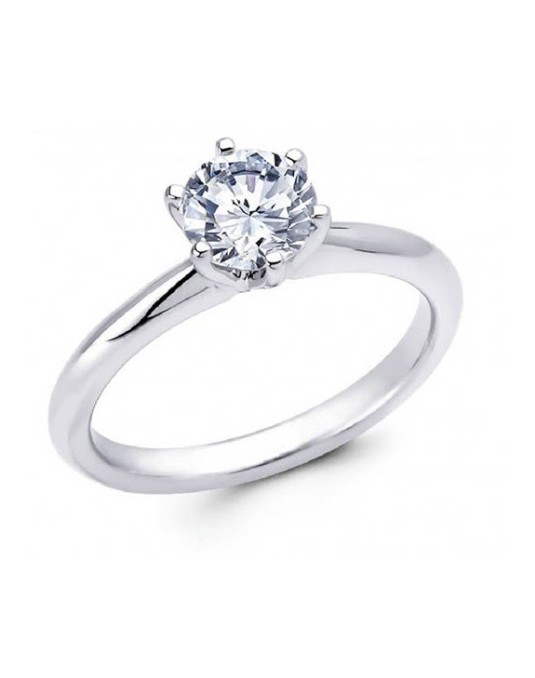 ANELLO SOLITARIO IN ORO BIANCO 18 K CON DIAMANTE NATURALE CERTIFICATO DGC