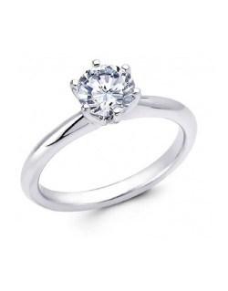 ANELLO SOLITARIO IN ORO BIANCO 18 K CON DIAMANTE NATURALE CERTIFICATO DGC