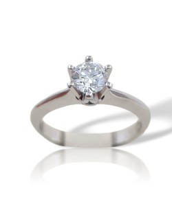 ANELLO SOLITARIO IN ORO BIANCO 18 K CON DIAMANTE NATURALE CERTIFICATO DGC