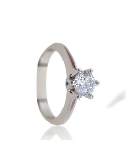 ANELLO SOLITARIO IN ORO BIANCO 18 K CON DIAMANTE NATURALE CERTIFICATO DGC