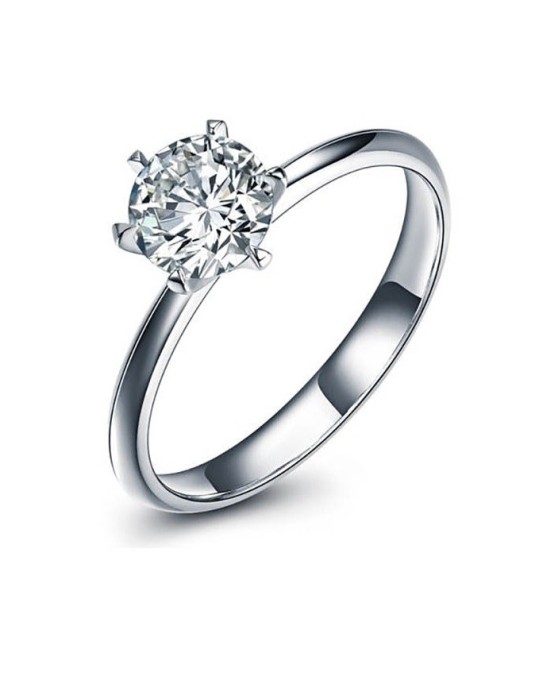ANELLO SOLITARIO IN ORO BIANCO 18 K CON DIAMANTE NATURALE CERTIFICATO DGC