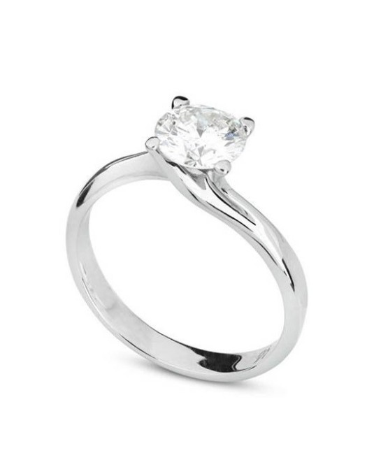 ANELLO SOLITARIO IN ORO BIANCO 18 K CON DIAMANTE NATURALE CERTIFICATO DGC