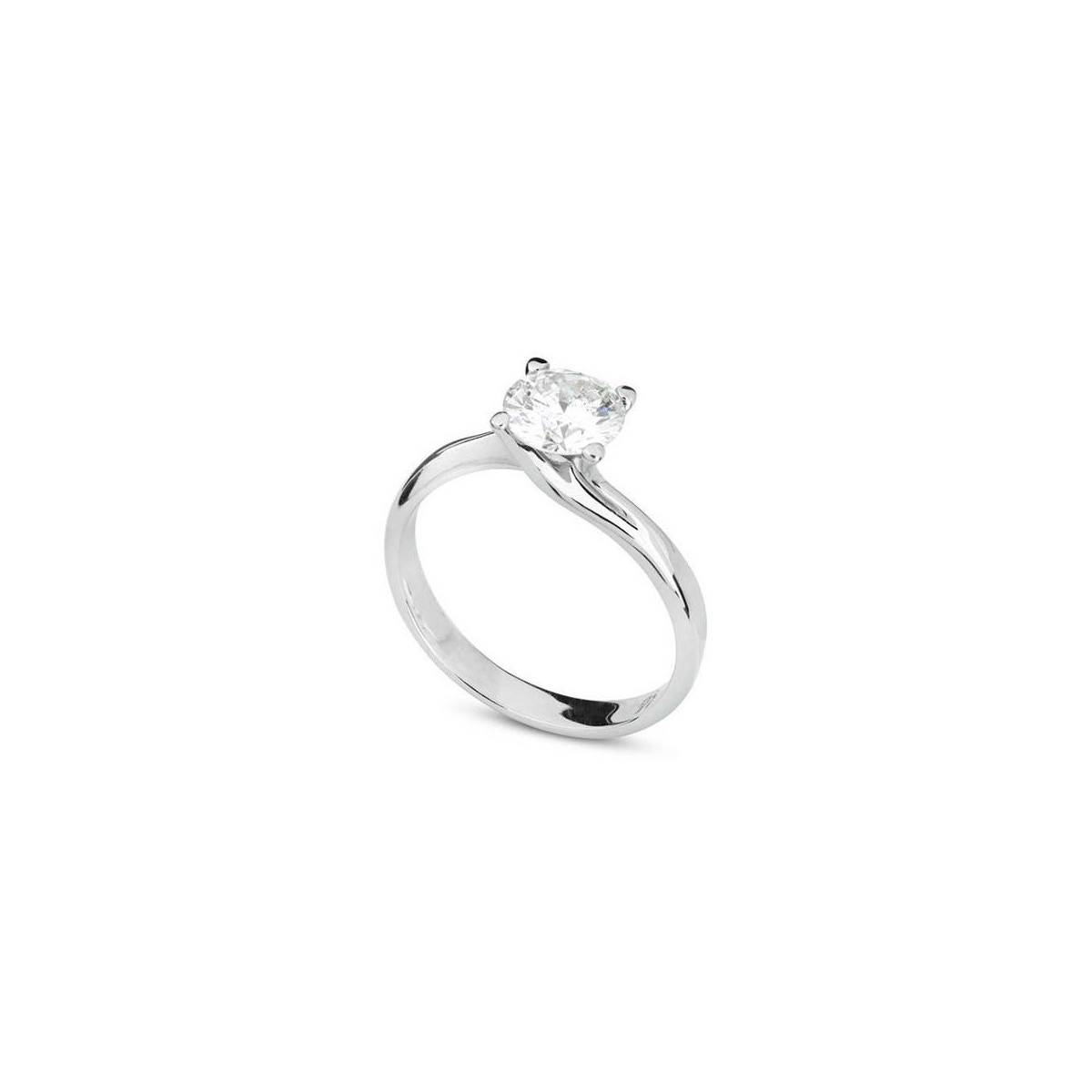 ANELLO SOLITARIO IN ORO BIANCO 18 K CON DIAMANTE NATURALE CERTIFICATO DGC