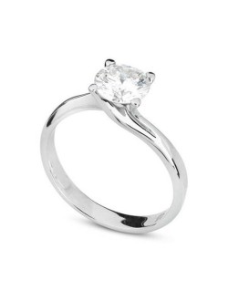 ANELLO SOLITARIO IN ORO BIANCO 18 K CON DIAMANTE NATURALE CERTIFICATO DGC