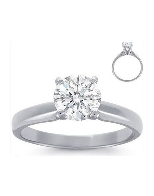ANELLO SOLITARIO IN ORO BIANCO 18 K CON DIAMANTE NATURALE CERTIFICATO DGC