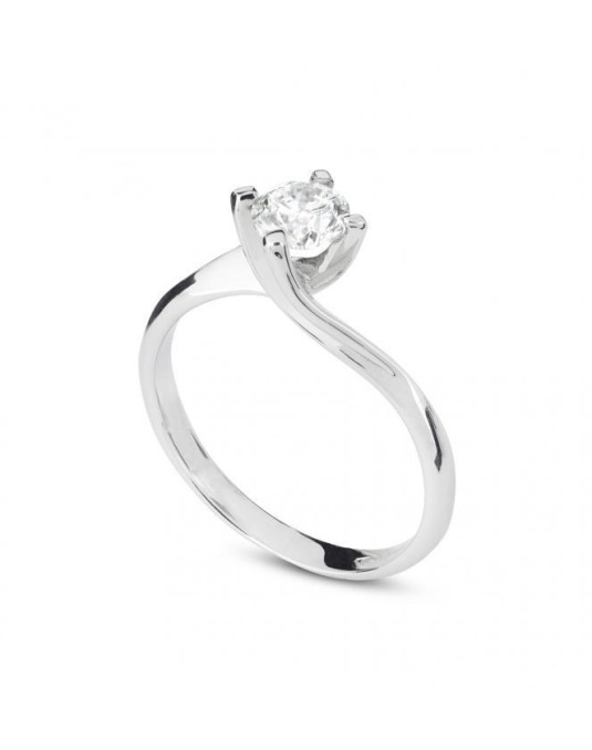 ANELLO SOLITARIO IN ORO BIANCO 18 K CON DIAMANTE NATURALE CERTIFICATO DGC
