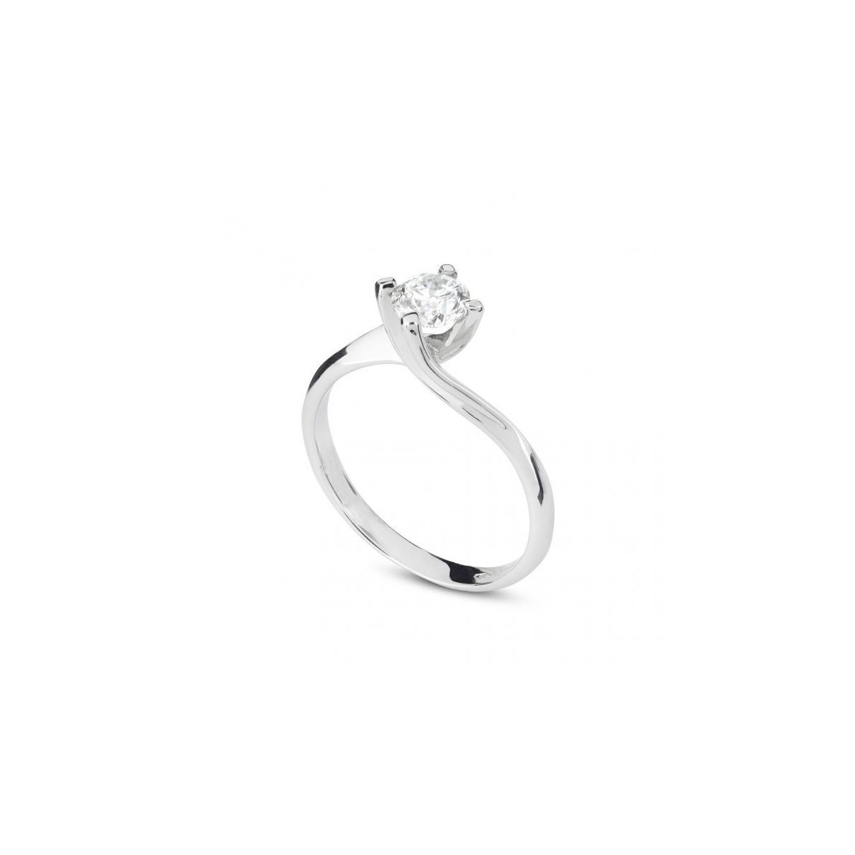 ANELLO SOLITARIO IN ORO BIANCO 18 K CON DIAMANTE NATURALE CERTIFICATO DGC