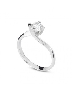 ANELLO SOLITARIO IN ORO BIANCO 18 K CON DIAMANTE NATURALE CERTIFICATO DGC