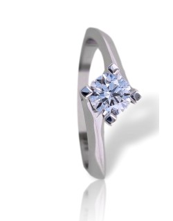 ANELLO SOLITARIO IN ORO BIANCO 18 K CON DIAMANTE NATURALE CERTIFICATO DGC