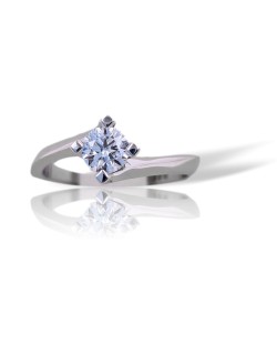 ANELLO SOLITARIO IN ORO BIANCO 18 K CON DIAMANTE NATURALE CERTIFICATO DGC