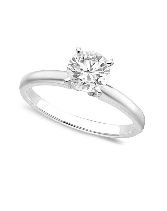 ANELLO SOLITARIO IN ORO BIANCO 18 K CON DIAMANTE NATURALE CERTIFICATO DGC