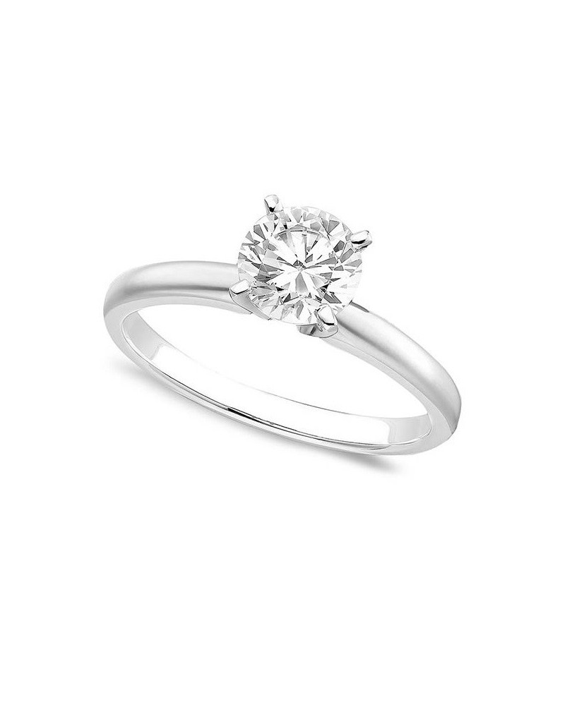 ANELLO SOLITARIO IN ORO BIANCO 18 K CON DIAMANTE NATURALE CERTIFICATO DGC