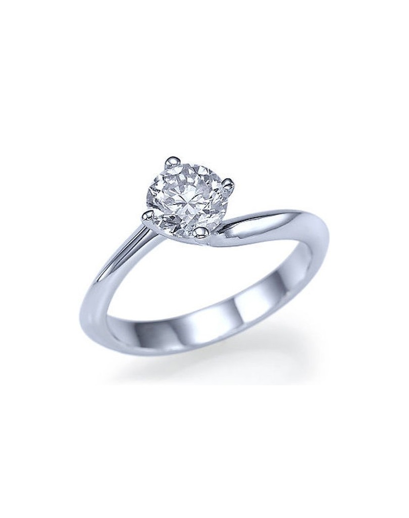 ANELLO SOLITARIO IN ORO BIANCO 18 K CON DIAMANTE NATURALE CERTIFICATO