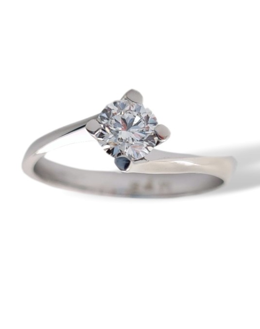 ANELLO SOLITARIO IN ORO BIANCO 18 K CON DIAMANTE NATURALE CERTIFICATO