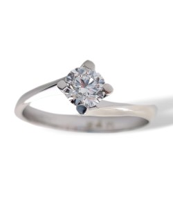 ANELLO SOLITARIO IN ORO BIANCO 18 K CON DIAMANTE NATURALE CERTIFICATO