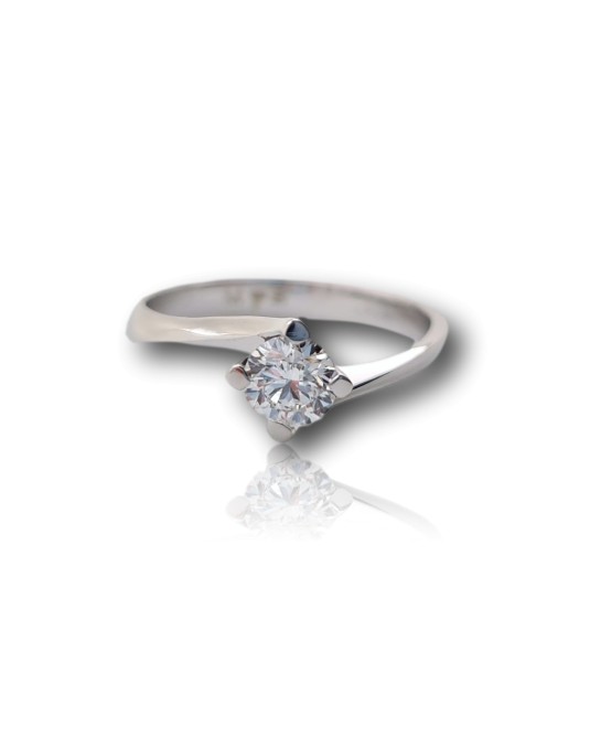 ANELLO SOLITARIO IN ORO BIANCO 18 K CON DIAMANTE NATURALE CERTIFICATO