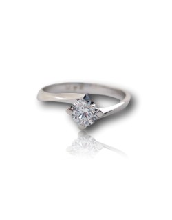 ANELLO SOLITARIO IN ORO BIANCO 18 K CON DIAMANTE NATURALE CERTIFICATO