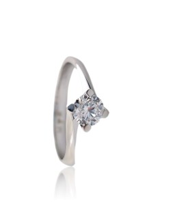 ANELLO SOLITARIO IN ORO BIANCO 18 K CON DIAMANTE NATURALE CERTIFICATO