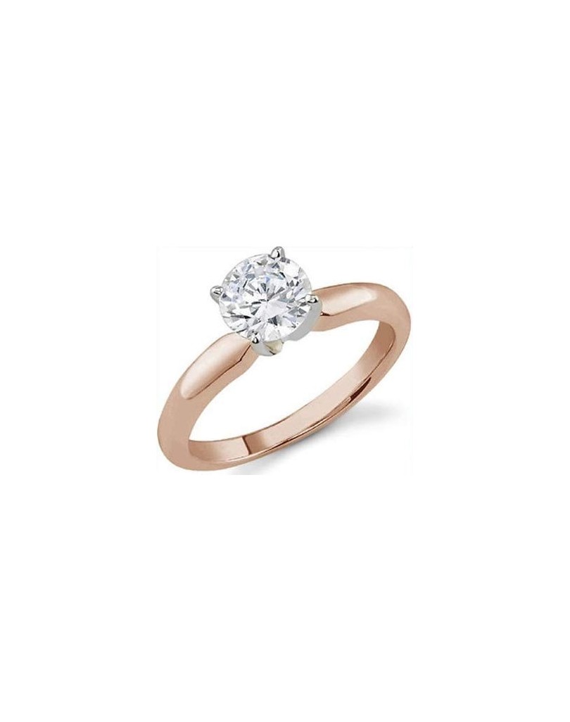 ANELLO SOLITARIO IN ORO ROSA 18 K CON DIAMANTE NATURALE CERTIFICATO