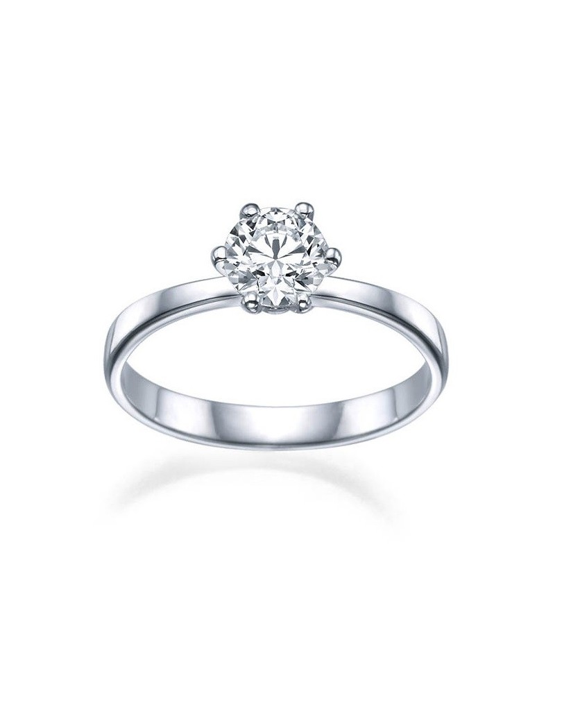 ANELLO SOLITARIO IN ORO BIANCO 18 K CON DIAMANTE NATURALE CERTIFICATO