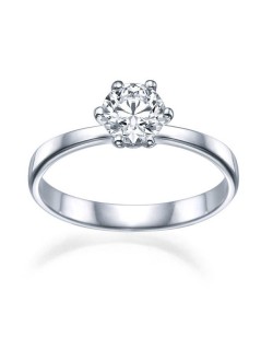 ANELLO SOLITARIO IN ORO BIANCO 18 K CON DIAMANTE NATURALE CERTIFICATO