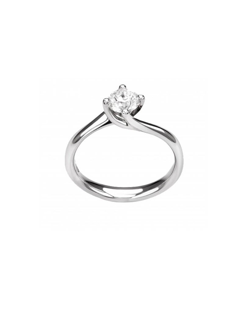 ANELLO SOLITARIO IN ORO BIANCO 18 K CON DIAMANTE NATURALE CERTIFICATO