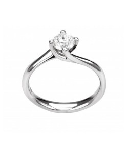 ANELLO SOLITARIO IN ORO BIANCO 18 K CON DIAMANTE NATURALE CERTIFICATO