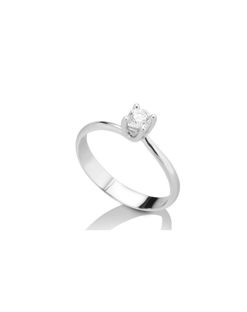 ANELLO SOLITARIO IN ORO BIANCO 18 K CON DIAMANTE NATURALE CERTIFICATO