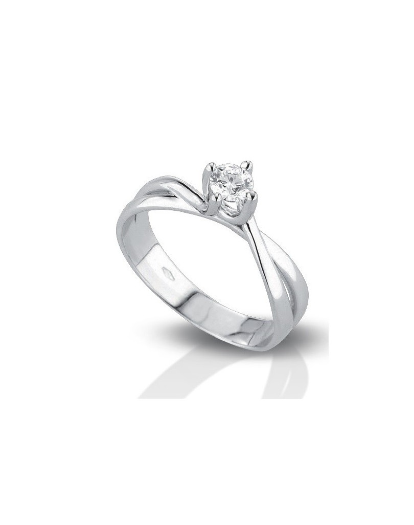 ANELLO SOLITARIO IN ORO BIANCO 18 K CON DIAMANTE NATURALE CERTIFICATO