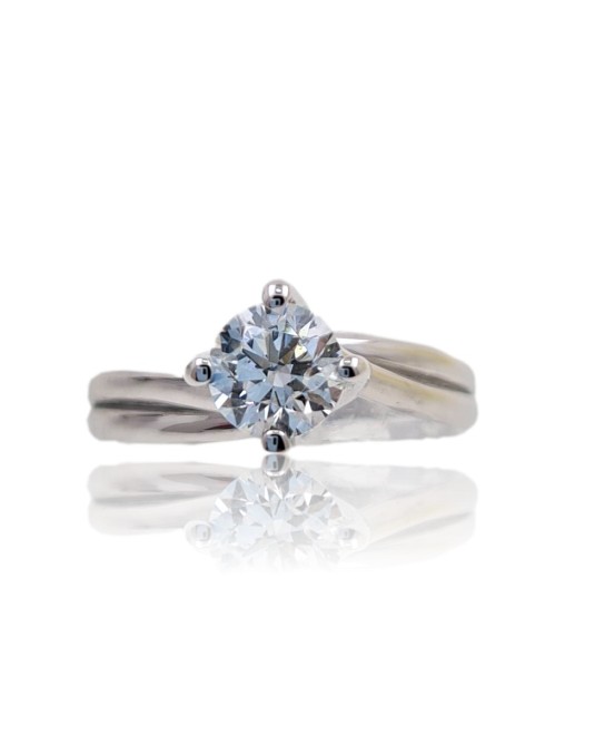 ANELLO SOLITARIO IN ORO BIANCO 18 K CON DIAMANTE NATURALE CERTIFICATO