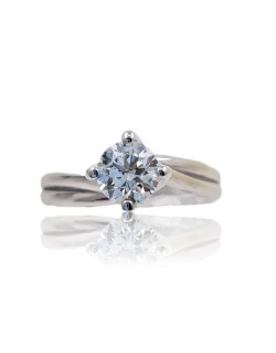 ANELLO SOLITARIO IN ORO BIANCO 18 K CON DIAMANTE NATURALE CERTIFICATO