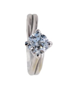 ANELLO SOLITARIO IN ORO BIANCO 18 K CON DIAMANTE NATURALE CERTIFICATO