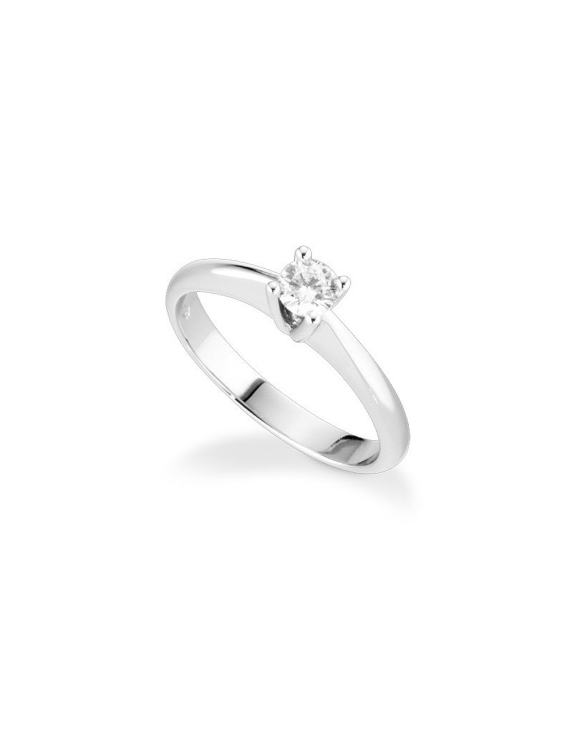 ANELLO SOLITARIO IN ORO BIANCO 18 K CON DIAMANTE NATURALE CERTIFICATO