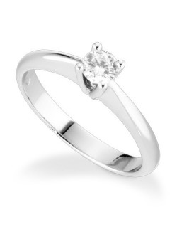 ANELLO SOLITARIO IN ORO BIANCO 18 K CON DIAMANTE NATURALE CERTIFICATO