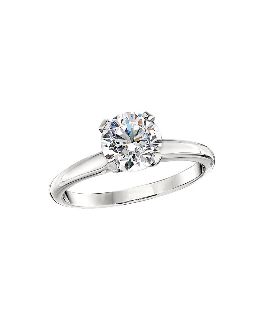 ANELLO SOLITARIO IN ORO BIANCO 18 K CON DIAMANTE NATURALE CERTIFICATO