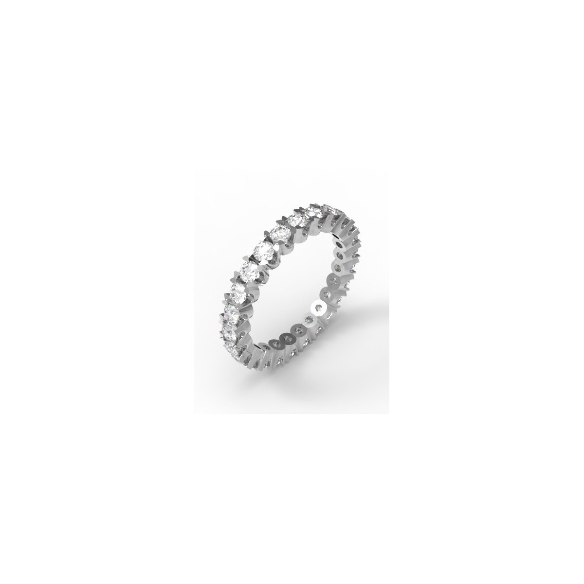 ANELLO RIVIERA VERETTA GIRO ORO BIANCO 18 K CON DIAMANTI NATURALI E VVS
